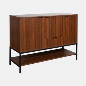 Aparador de 3 portas em madeira de nogueira e metal, 110cm, Walnut, Madeira de nogueira, 110x40x85.5 cm