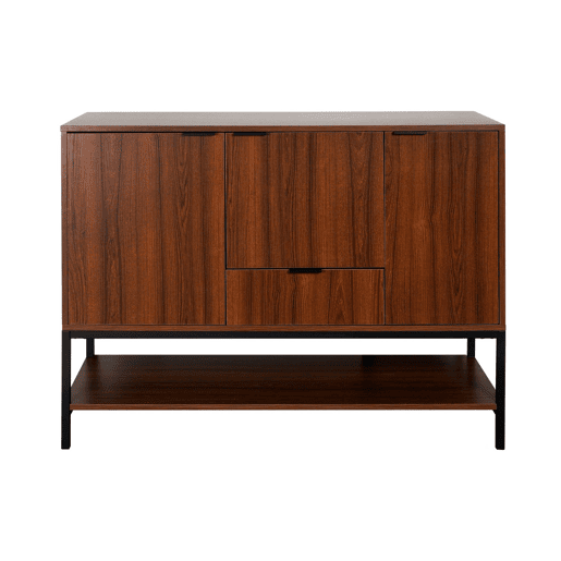 Aparador de 3 portas em madeira de nogueira e metal, 110cm, Walnut, Madeira de nogueira, 110x40x85.5 cm