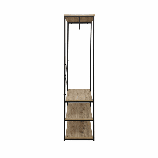Móvel de entrada em metal e madeira de 3 níveis, Loft, Natural, 100x40x167 cm
