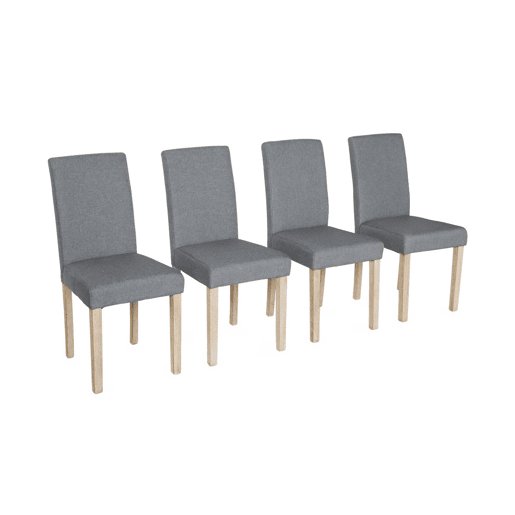 Cadeiras de tecido com pernas de madeira, set de 4, Rita, Cinza Claro, 43x56.5x92.5 cm