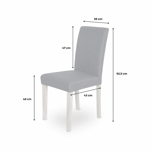 Cadeiras de tecido com pernas de madeira, set de 4, Rita, Cinza Claro, 43x56.5x92.5 cm