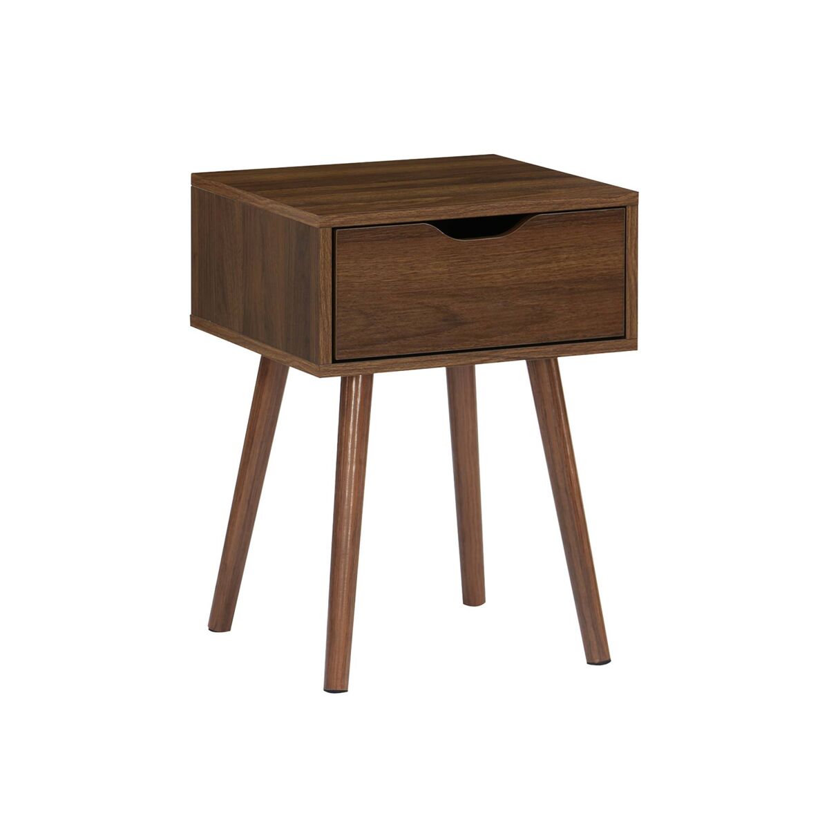 Mesita de noche de madera teñida de nogal, 1 cajón, nepal, madera de nogal, 39x39x55 cm