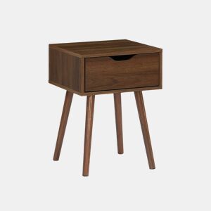 Mesa de cabeceira em madeira tingida de nogueira, 1 gaveta, Nepal, Madeira de nogueira, 39x39x55 cm