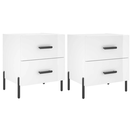 vidaXL Mesas de cabeceira 2pcs derivados de madeira branco brilhante