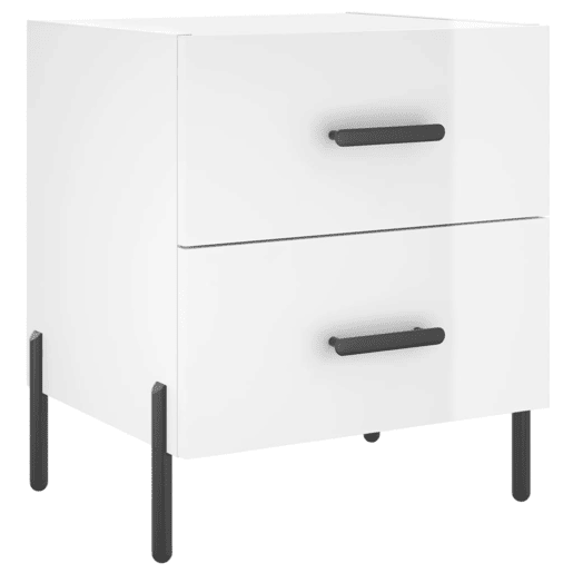 vidaXL Mesas de cabeceira 2pcs derivados de madeira branco brilhante