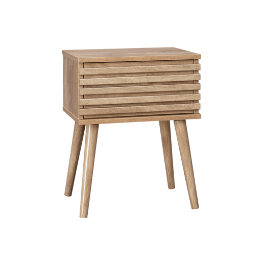 Mesa de cabeceira com efeito madeira ranhurada, Madere, Natural, 29x40x50.5 cm