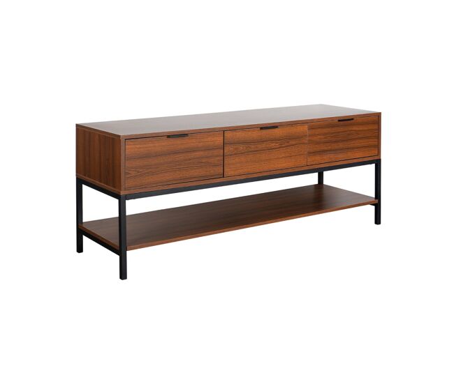 Mueble tv de nogal con 3 cajones, 130cm, walnut, madera de nogal, 130x40x53.5 cm