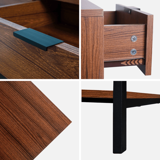 Móvel de TV em nogueira com 3 gavetas, Walnut, Madeira de nogueira, 130x40x53.5 cm