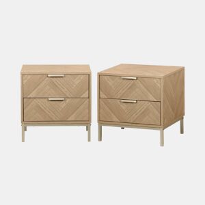 Mesa de cabeceira com efeito de madeira, set de 2, Budapest, Natural, 45x40x45 cm