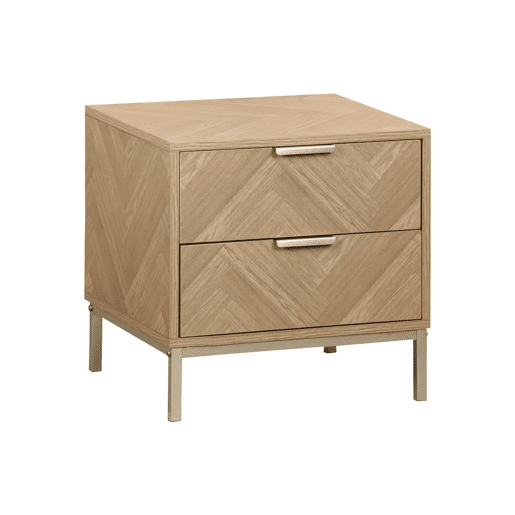Mesa de cabeceira com efeito de madeira, set de 2, Budapest, Natural, 45x40x45 cm