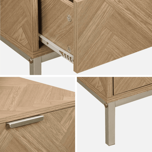 Mesa de cabeceira com efeito de madeira, set de 2, Budapest, Natural, 45x40x45 cm