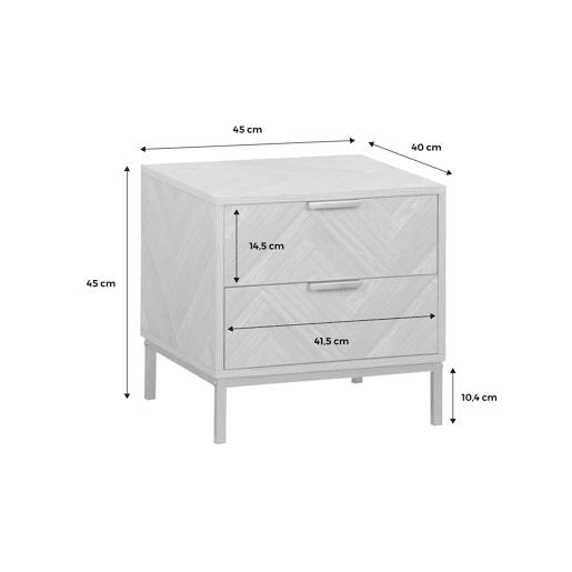 Mesa de cabeceira com efeito de madeira, set de 2, Budapest, Natural, 45x40x45 cm