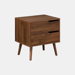 Mesa de cabeceira em madeira tingida de nogueira, 2 gavetas, Nepal, Decoração em madeira de nogueira, 50x40x55 cm