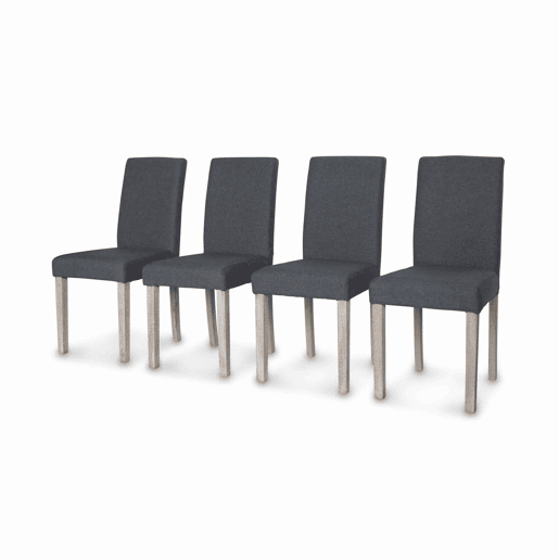 Cadeiras de tecido com pernas de madeira, set de 4, Rita, Cinza escuro, 43x56.5x92.5 cm