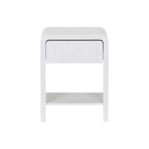Mesa de cabeceira com efeito madeira ranhurada, set de 2, Julia, Branco, 40x30x53 cm
