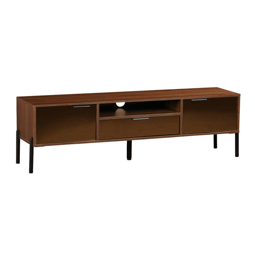 Suporte de TV vintage com efeito de madeira de nogueira 151,5cm, Glassy, Madeira de nogueira, 151.5x38x44.7 cm