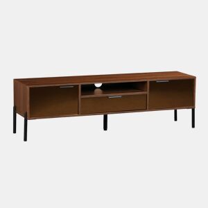 Suporte de TV vintage com efeito de madeira de nogueira 151,5cm, Glassy, Madeira de nogueira, 151.5x38x44.7 cm