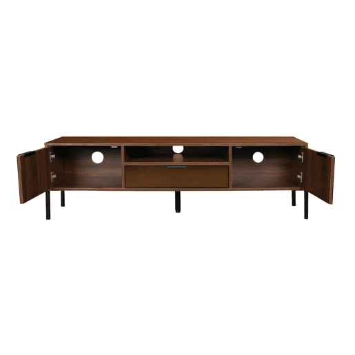 Suporte de TV vintage com efeito de madeira de nogueira 151,5cm, Glassy, Madeira de nogueira, 151.5x38x44.7 cm