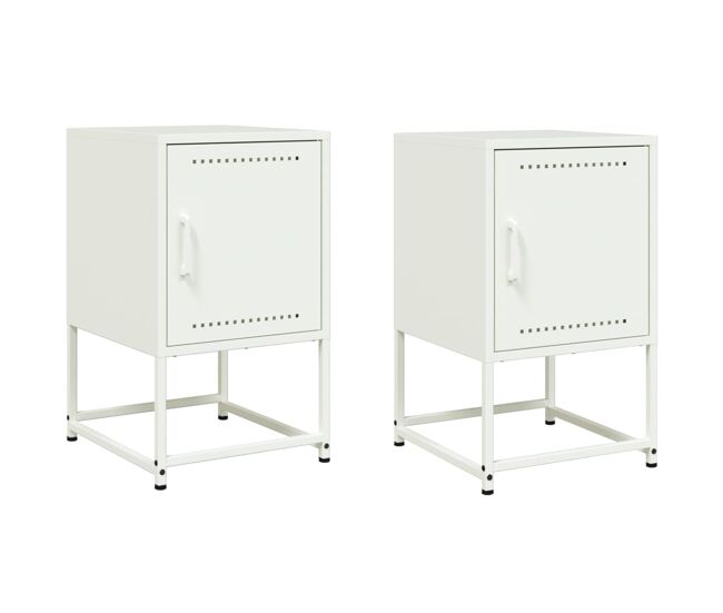 Vidaxl mesitas de noche 2 unidades acero blanco 36x39x60,5 cm