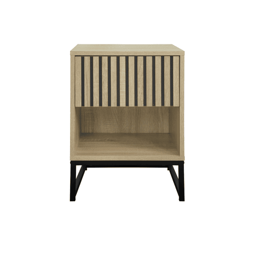 Mesa de cabeceira contemporânea efeito madeira, set de 2, Lisbonne, Natural, 40x40x55 cm