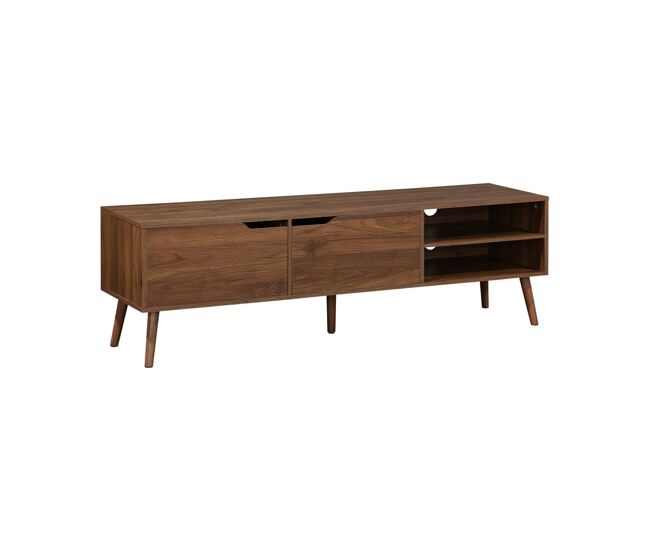 Mueble tv en acabado estilo nogal con 2 puertas, 160cm, nepal, decoración en madera de nogal, 160x40x50 cm