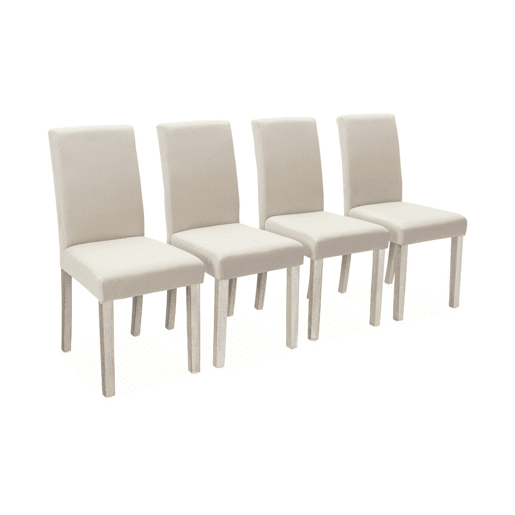 Cadeiras de tecido com pernas de madeira, set de 4, Rita, Cru, 43x56.5x92.5 cm