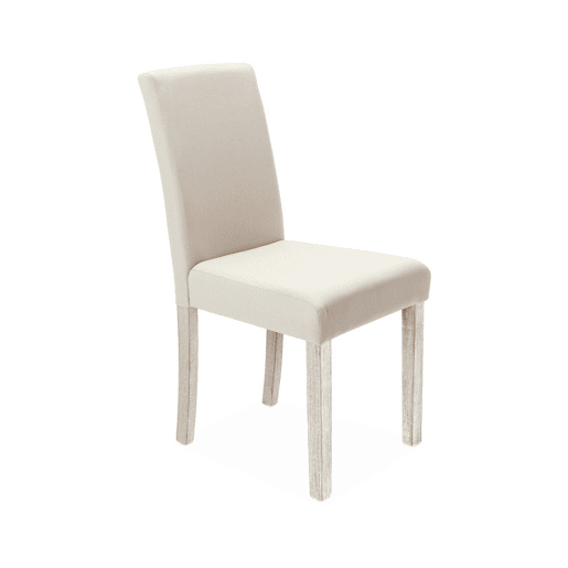 Cadeiras de tecido com pernas de madeira, set de 4, Rita, Cru, 43x56.5x92.5 cm