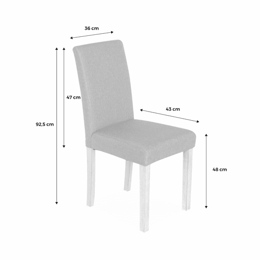 Cadeiras de tecido com pernas de madeira, set de 4, Rita, Cru, 43x56.5x92.5 cm