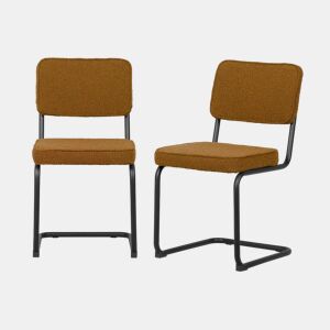 Cadeira cantilever de laço texturado, set de 2, Maja, Ocre, 46x54.5x84.5 cm