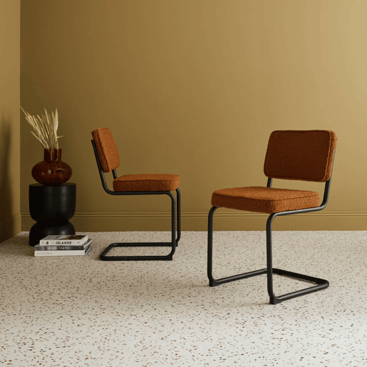 Cadeira cantilever de laço texturado, set de 2, Maja, Ocre, 46x54.5x84.5 cm