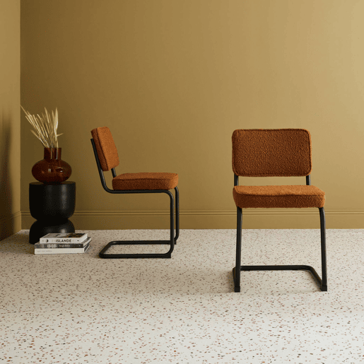 Cadeira cantilever de laço texturado, set de 2, Maja, Ocre, 46x54.5x84.5 cm