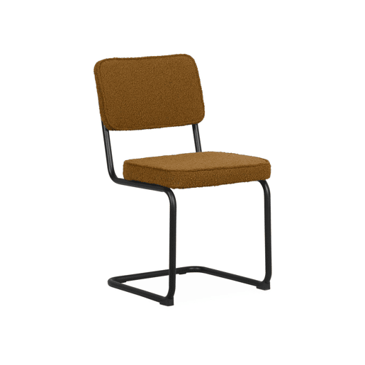 Cadeira cantilever de laço texturado, set de 2, Maja, Ocre, 46x54.5x84.5 cm