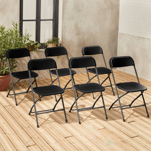 Cadeira de receção dobrável, set de 6, Fiesta x6, Cinza escuro, 44x81x50 cm