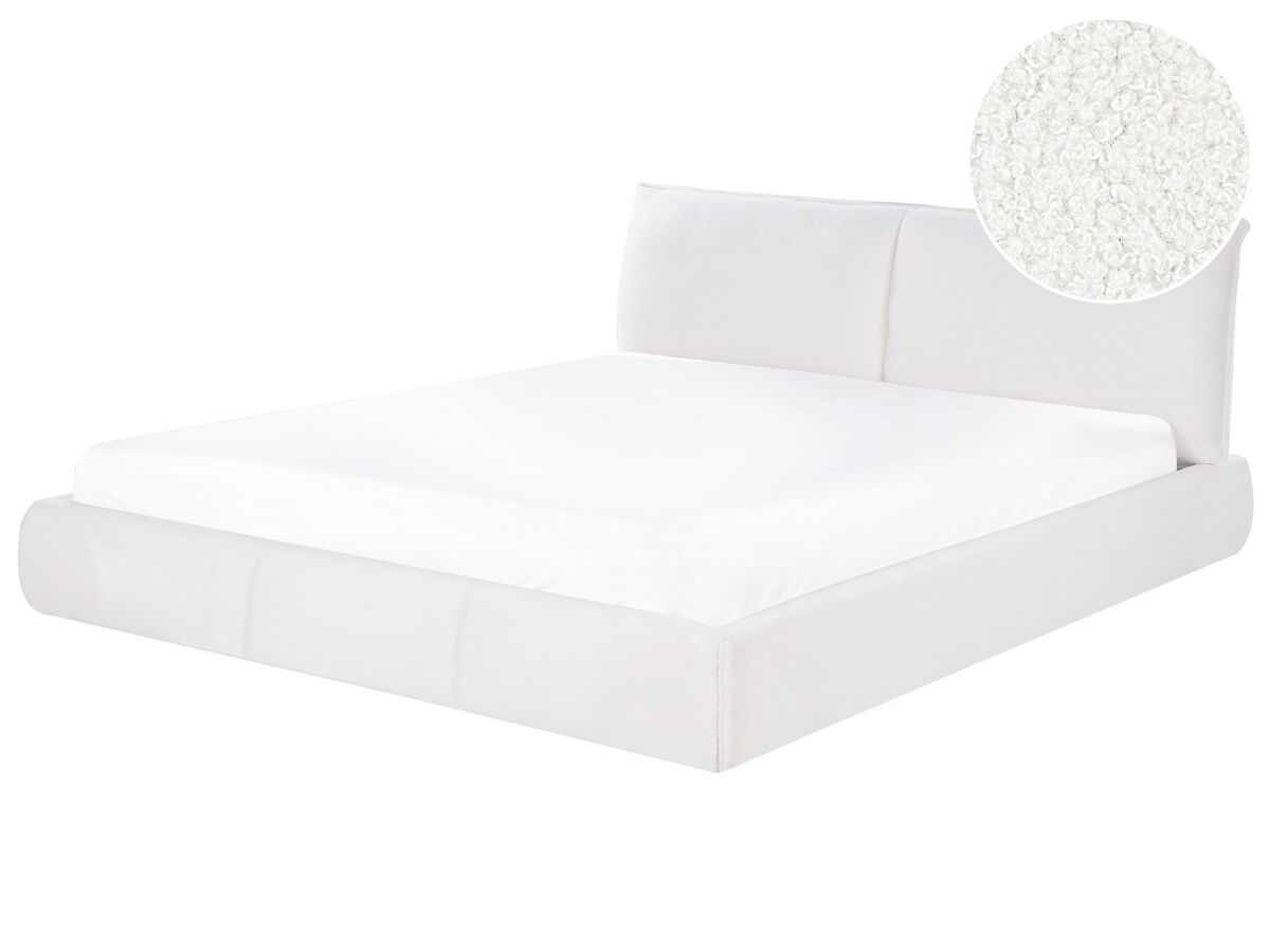 Beliani Cama de agua Bouclé VINAY 196x233 Blanco