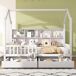 Cama cabaña infantil de madera maciza con 2 cajones Cama cabaña infantil de madera maciza con 2 cajones Blanco