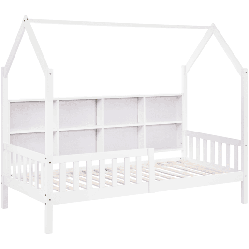 Cama de criança,cama-casa de madeira maciça 90x200cm com 2 gavetas,branco