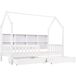 Cama cabaña infantil de madera maciza con 2 cajones Cama cabaña infantil de madera maciza con 2 cajones Blanco