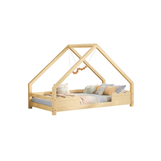 Cama de criança,cama-casa de madeira de pinho 90x200cm,natural