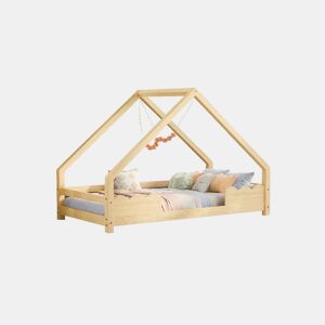 Cama de criança,cama-casa de madeira de pinho 90x200cm,natural