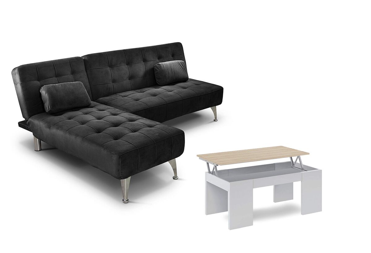 Oferta: sofa cama chaise longue xs + mesa de centro elevable