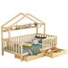 Cama cabaña infantil de madera de pino con 2 cajones Cama cabaña infantil de madera de pino con 2 cajones Natural