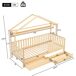 Cama cabaña infantil de madera de pino con 2 cajones Cama cabaña infantil de madera de pino con 2 cajones Natural