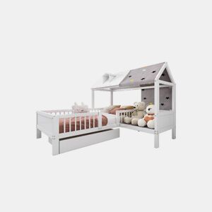 Cama de criança,cama-casa de madeira maciça 90x200cm com 1 gaveta,branco