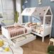 Cama cabaña infantil de madera maciza con 1 cajón Cama cabaña infantil de madera maciza con 1 cajón Blanco