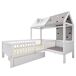 Cama cabaña infantil de madera maciza con 1 cajón Cama cabaña infantil de madera maciza con 1 cajón Blanco