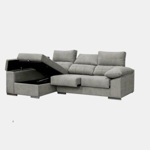 Sofá Chaise Longue Prateado. Reclinado, com Arco