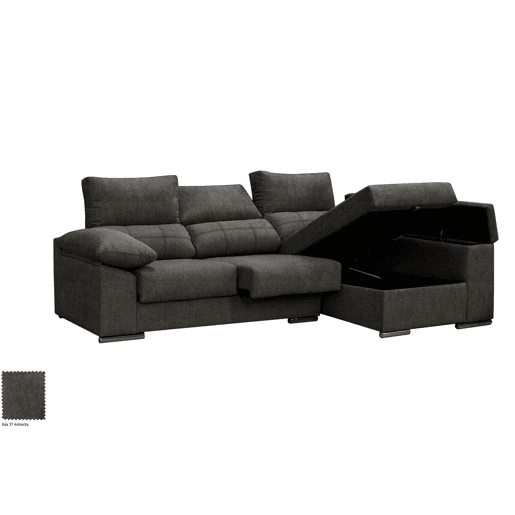 Sofá Chaise Longue Prateado. Reclinado, com Arco Sofá Chaise Longue Prateado. Reclinado, com Arco