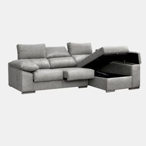 Sofá Chaise Longue Prateado. Reclinado, com Arco