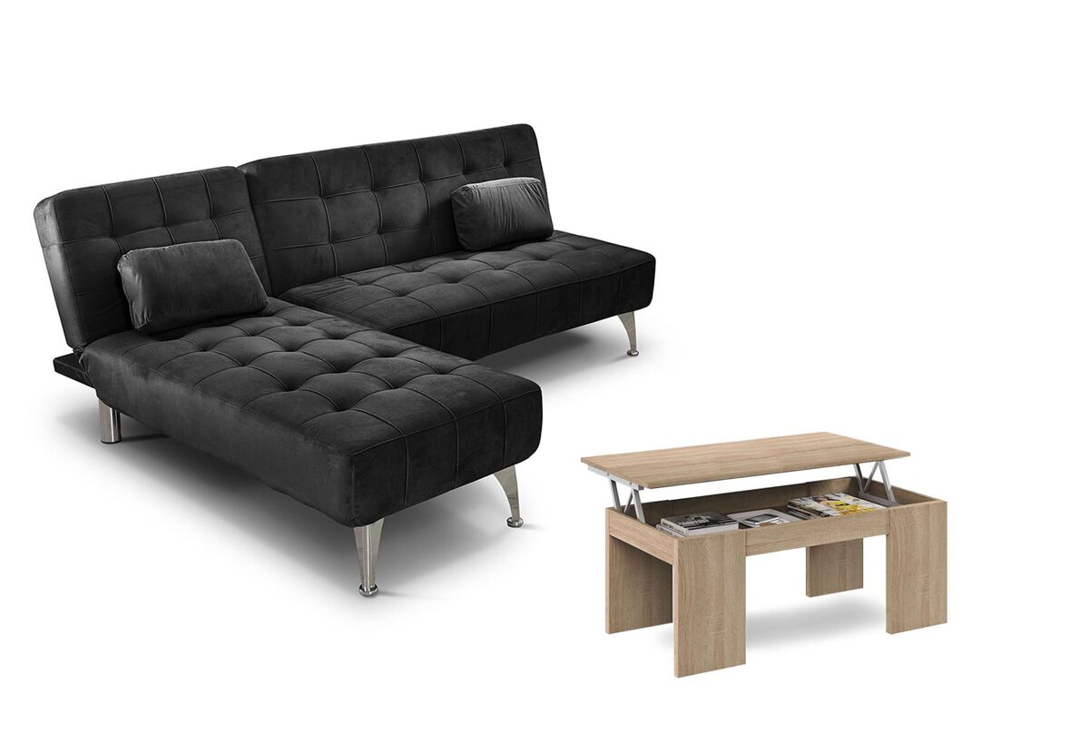 Oferta: sofa cama chaise longue xs + mesa de centro elevable