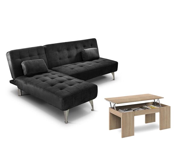 Oferta: sofa cama chaise longue xs + mesa de centro elevable